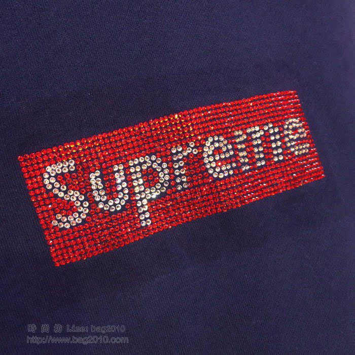 Supreme男裝 19-20FW施華洛世奇新款 最高品質 藍色 Supreme男士連帽套頭衛衣 男士秋季最新單品  tzy2357